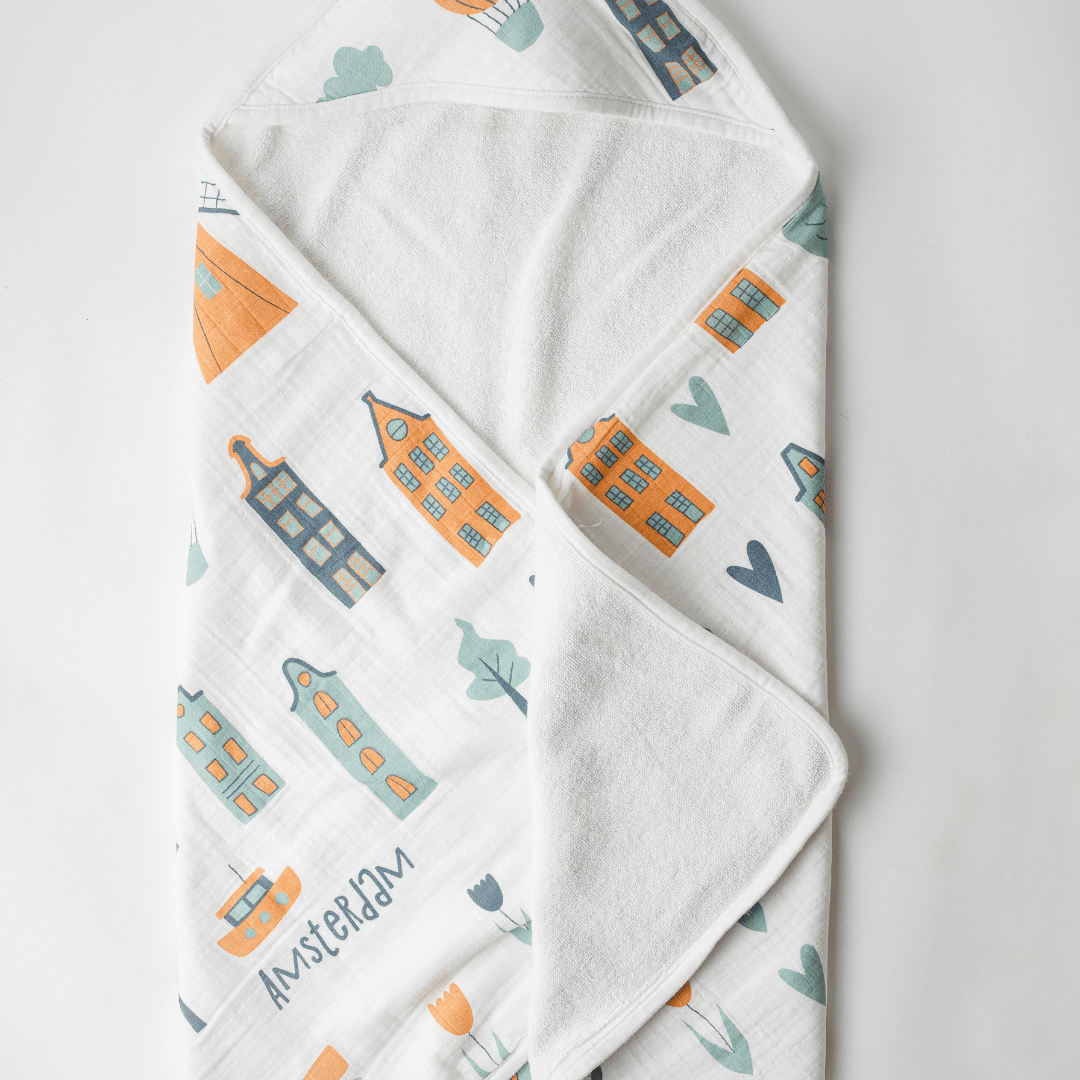 Zoey Hooded towel Amsterdam Life Organic Muslin Hooded Towel