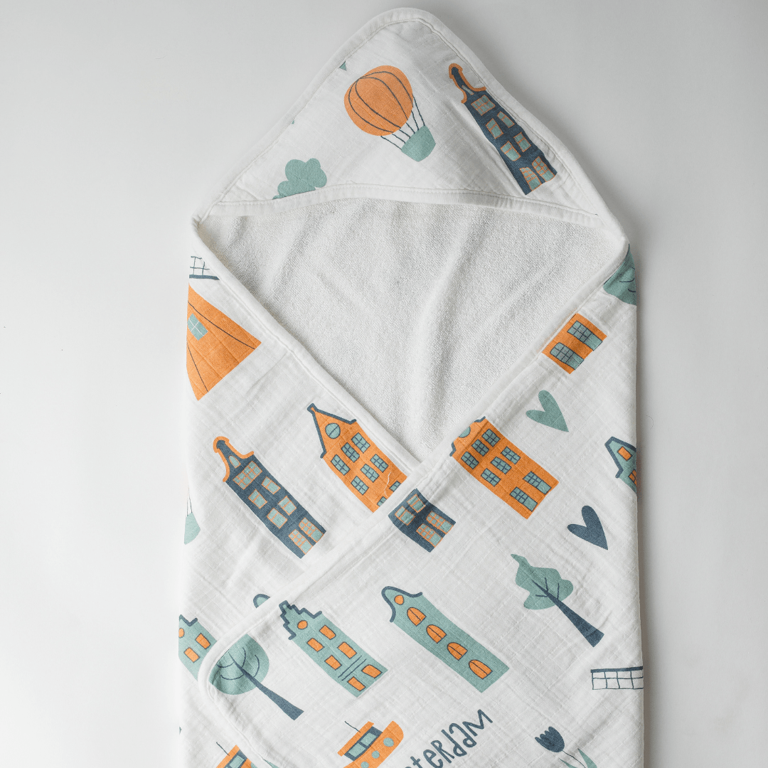 Zoey Hooded towel Amsterdam Life Organic Muslin Hooded Towel