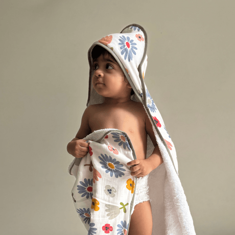 Zoey Hooded towel Bath To Blossom Muslin Hooded Towel (Can be personalised)
