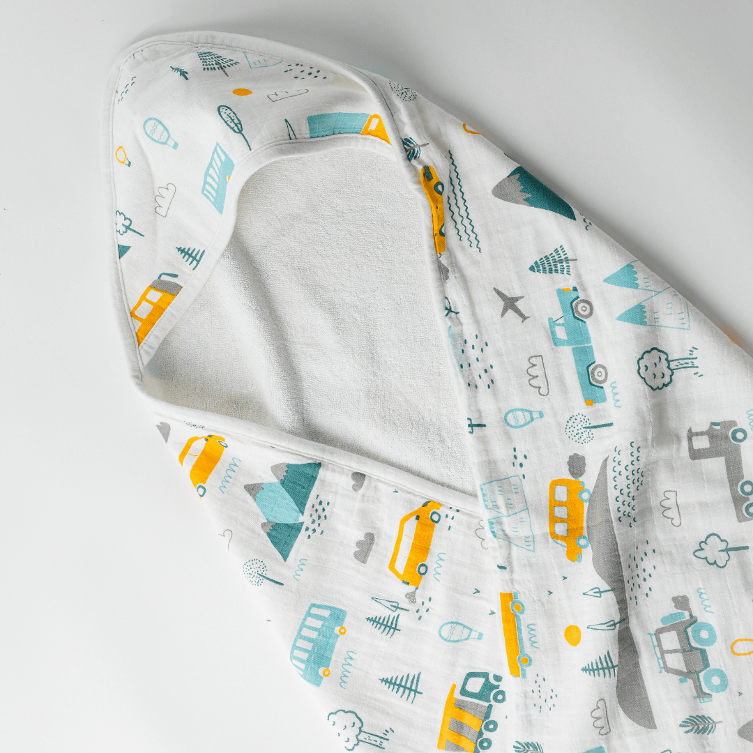 Zoey Hooded towel Little Camper Muslin Hooded Towel