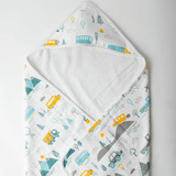 Zoey Hooded towel Little Camper Muslin Hooded Towel