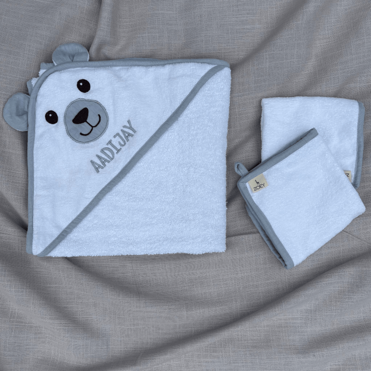 Zoey Hooded towel With Set of 2 Napkins Bear Club Hooded Towel (Can be Personalised)