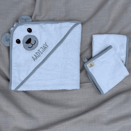 Zoey Hooded towel With Set of 2 Napkins Bear Club Hooded Towel (Can be Personalised)