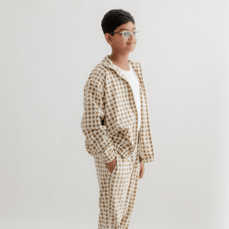 Zoey Jacket Choco Checks Winter Set (Jacket + Lower)