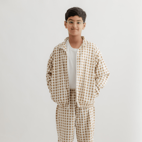 Zoey Jacket Choco Checks Winter Set (Jacket + Lower)