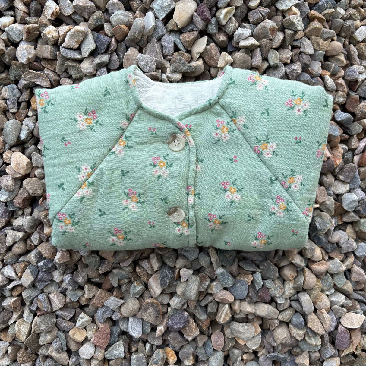 Zoey Jacket Full Sleeve Muslin Winter Jacket (Green Floral)