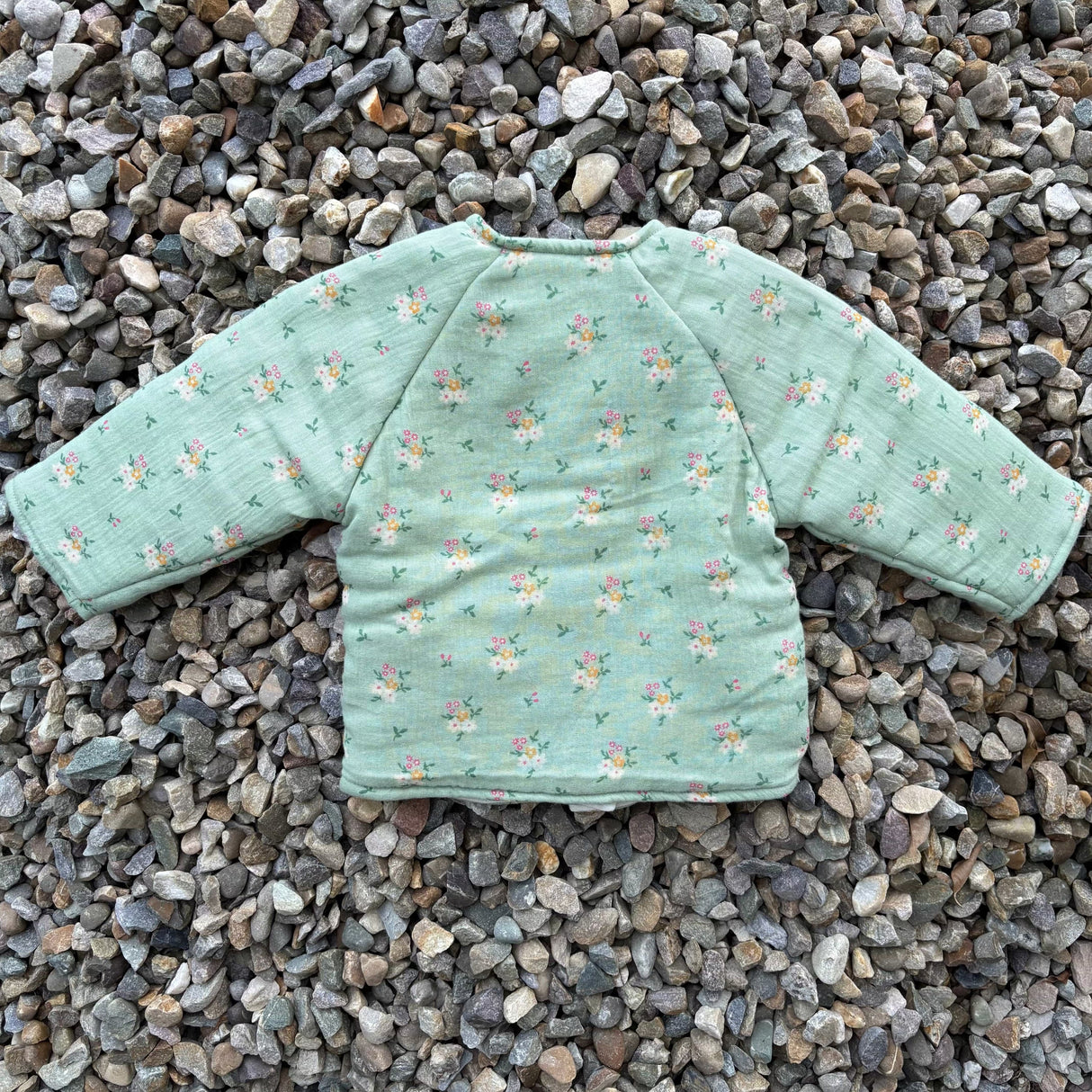 Zoey Jacket Full Sleeve Muslin Winter Jacket (Green Floral)