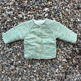 Zoey Jacket Full Sleeve Muslin Winter Jacket (Green Floral)