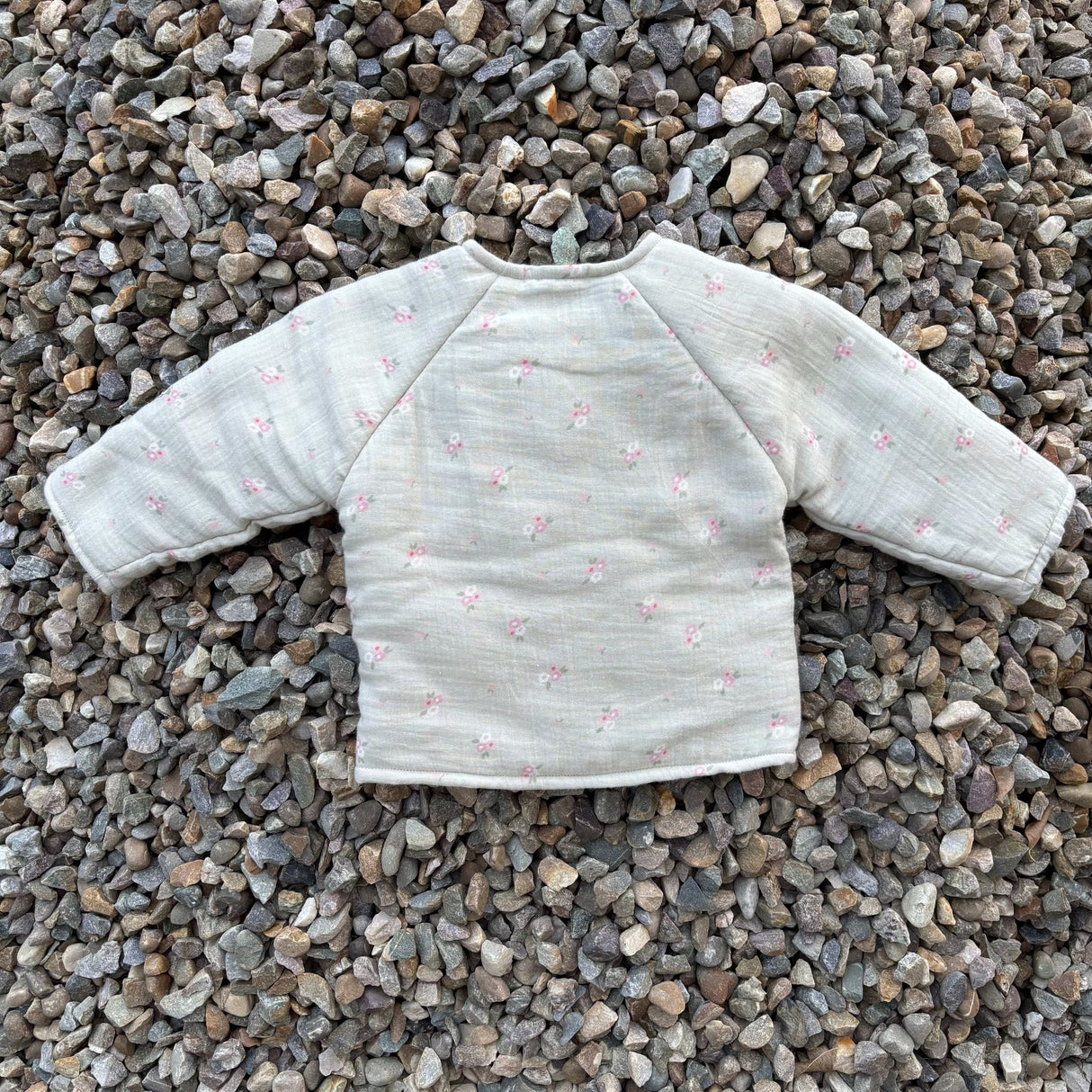 Zoey Jacket Full Sleeve Muslin Winter Jacket (Grey Floral)