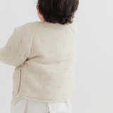 Zoey Jacket Full Sleeve Muslin Winter Jacket (Grey Floral)