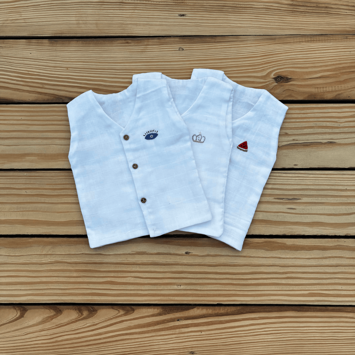 Zoey Muslin Vests Set of 3 Newborn Muslin Vests (All White)