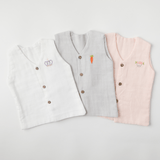 Zoey Muslin Vests Set of 3 Newborn Muslin Vests (Pink, Grey, White)