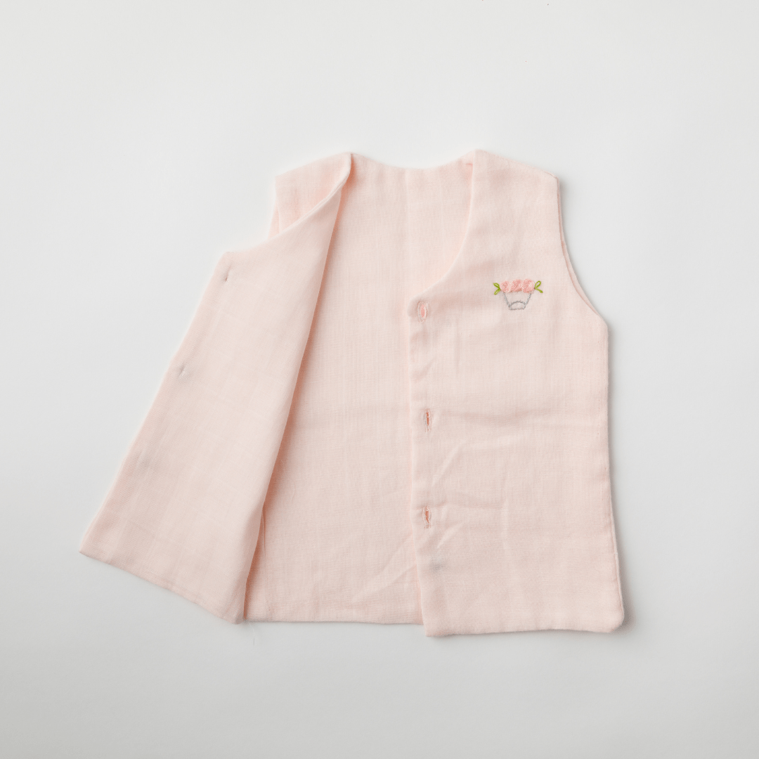 Zoey Muslin Vests Set of 3 Newborn Muslin Vests (Pink, Grey, White)