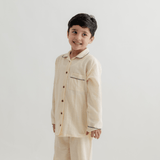 Zoey night suit Buttercream Button-up Cotton Night Suit