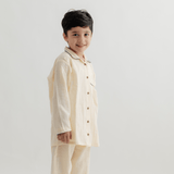 Zoey night suit Buttercream Button-up Cotton Night Suit