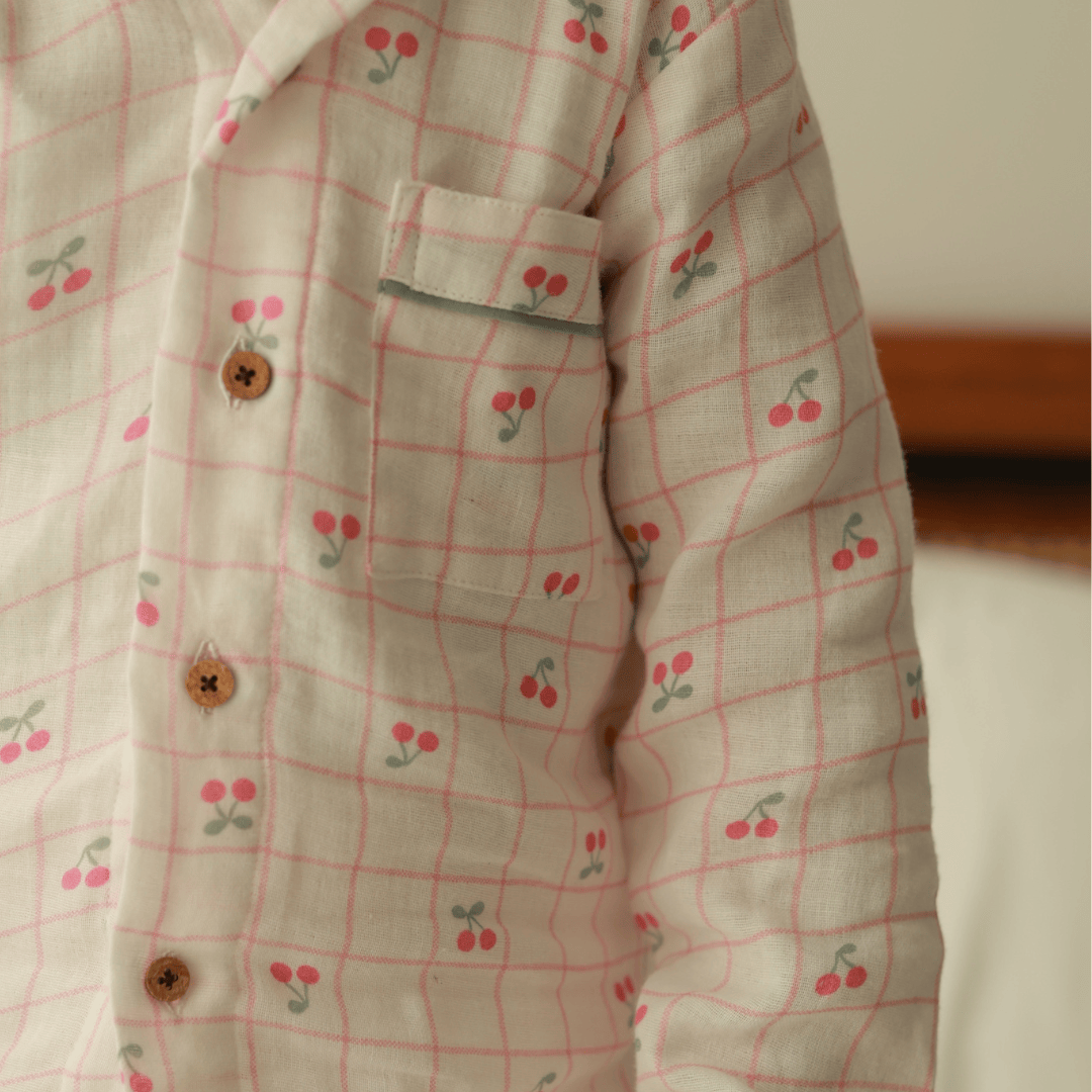 Zoey night suit Cherry Picked for Naptime -  Kids Night Suit (Personalised)