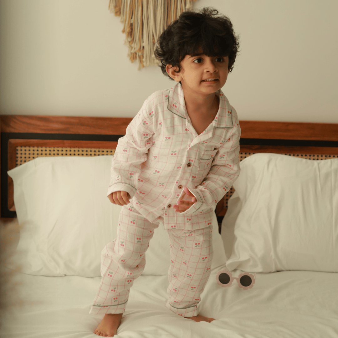 Zoey night suit Cherry Picked for Naptime -  Kids Night Suit (Personalised)
