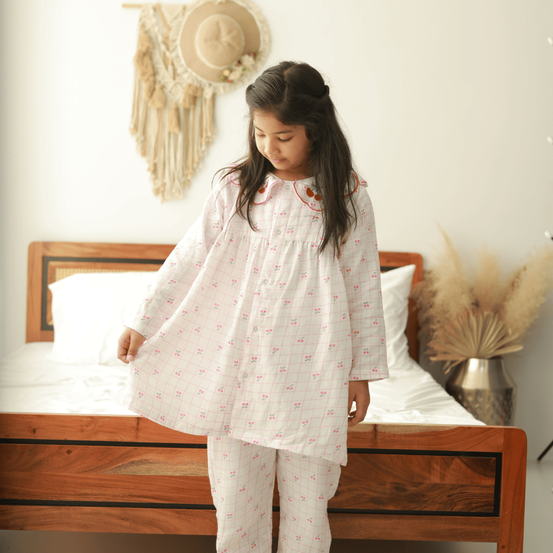 Zoey night suit Cherry Poppins Kids Night Suit (Personalised)