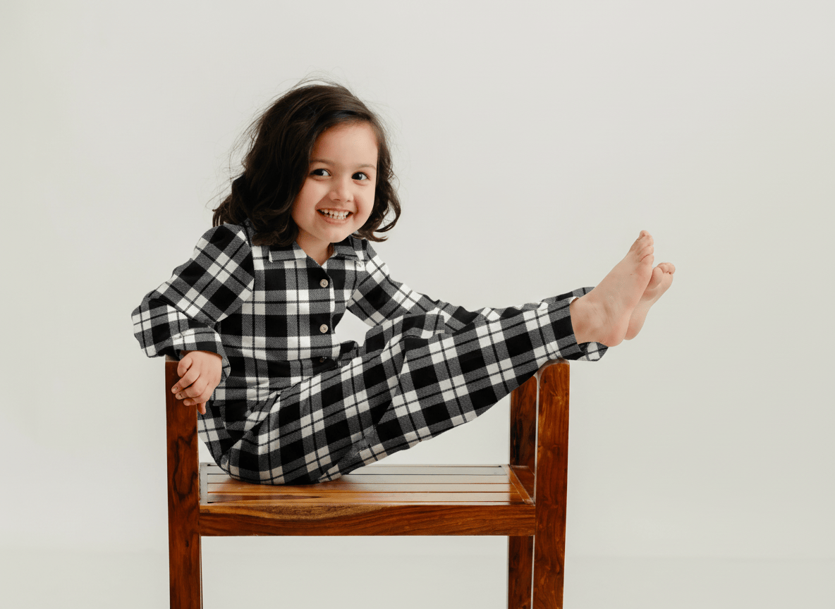 Zoey night suit Cozy Checkmate Kids Night Suit (Flannel Cotton)