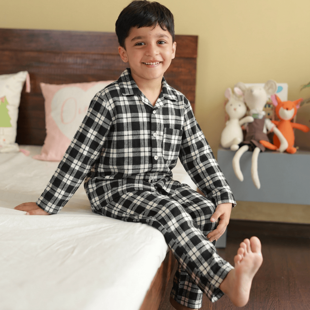 Zoey night suit Cozy Checkmate Kids Night Suit (Flannel Cotton)