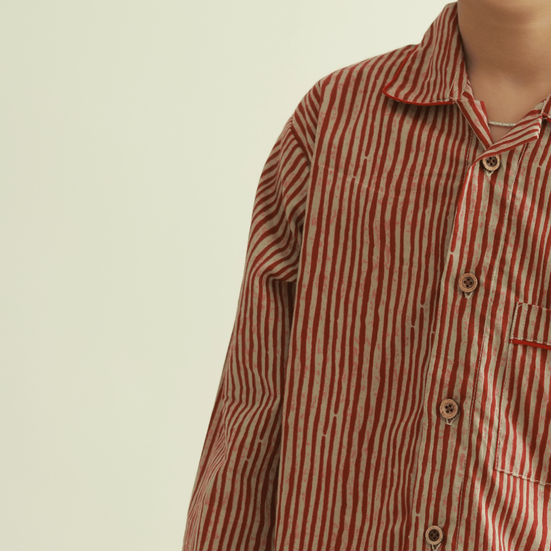 Zoey night suit Crimson Calm Kids Night Suit (Cotton Cambric)