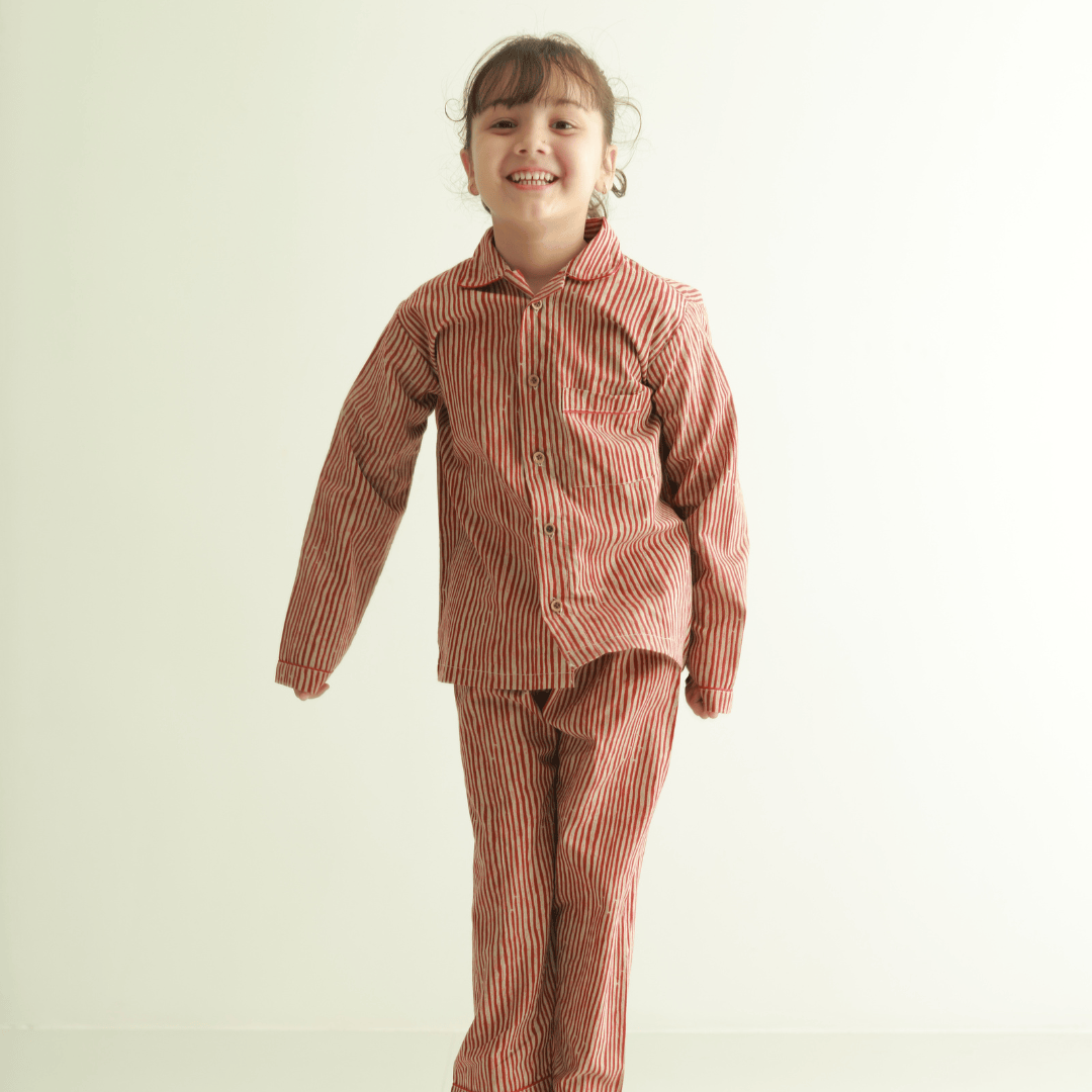 Zoey night suit Crimson Calm Kids Night Suit (Cotton Cambric)