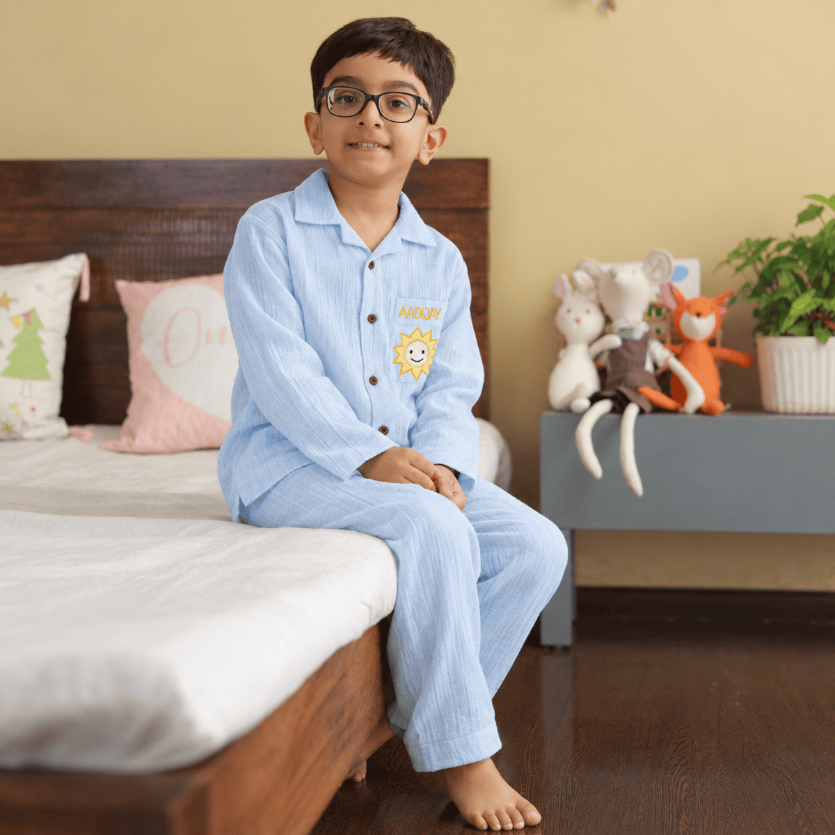 Zoey night suit Dream Blue Kids Night Suit (Personalised)