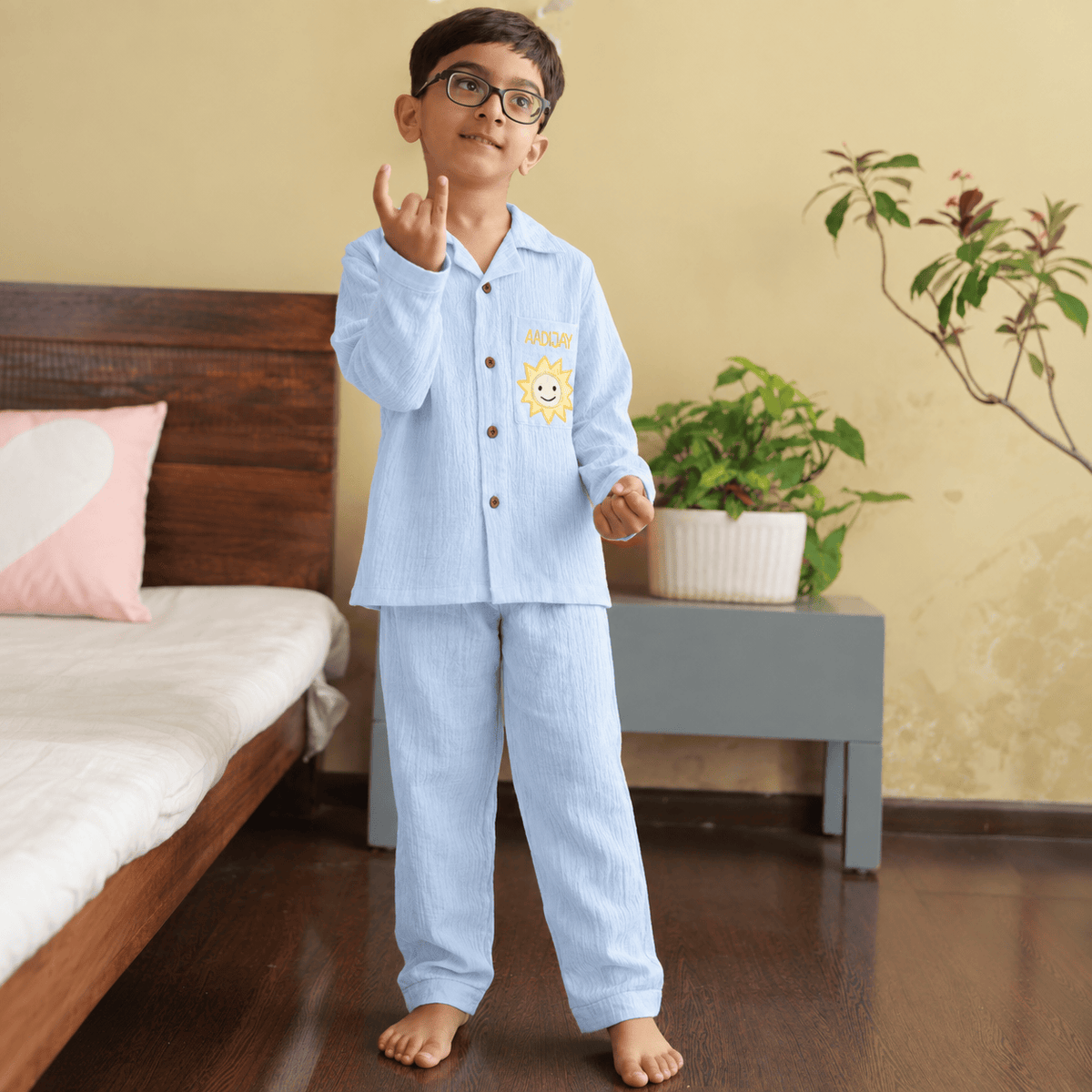 Zoey night suit Dream Blue Kids Night Suit (Personalised)