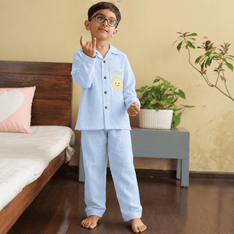 Zoey night suit Dream Blue Kids Night Suit (Personalised)