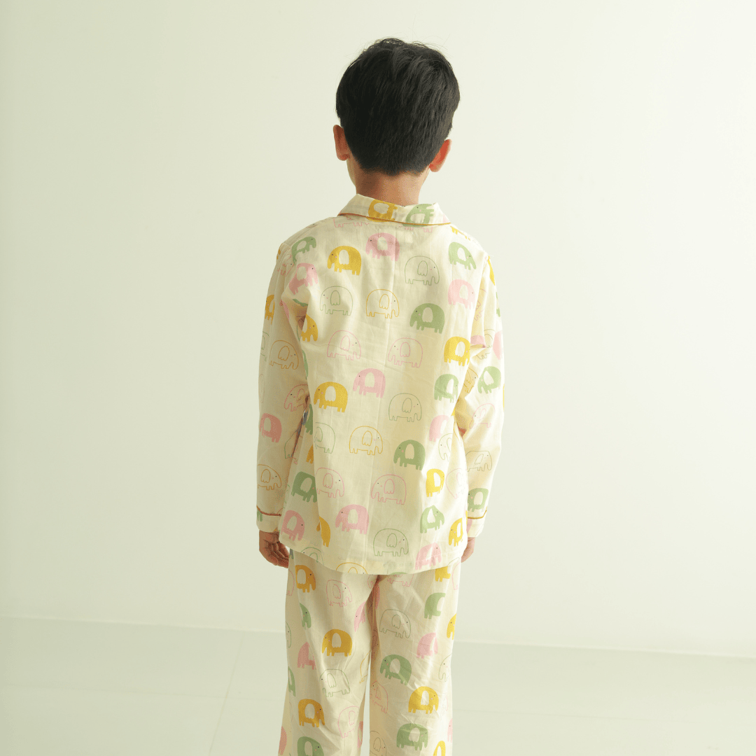 Zoey night suit Elephant Snuggles Kids Night Suit (Cotton Cambric)