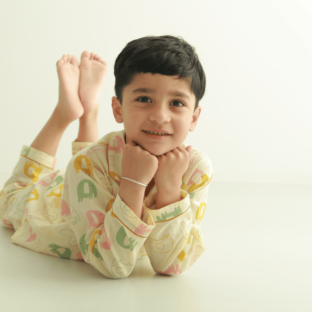 Zoey night suit Elephant Snuggles Kids Night Suit (Cotton Cambric)
