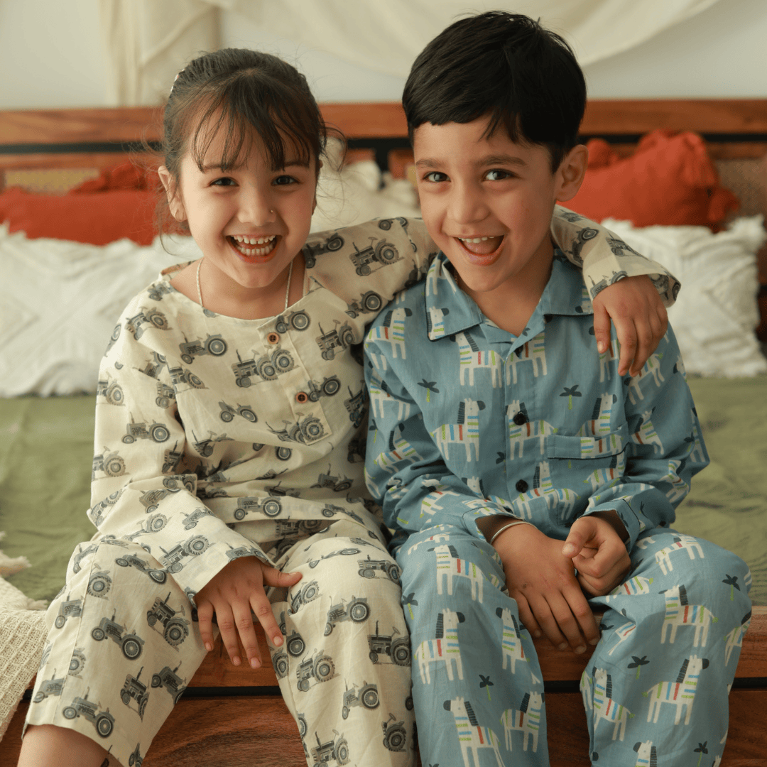 Zoey night suit Funky Zebra Kids Night Suit (Cotton Cambric)