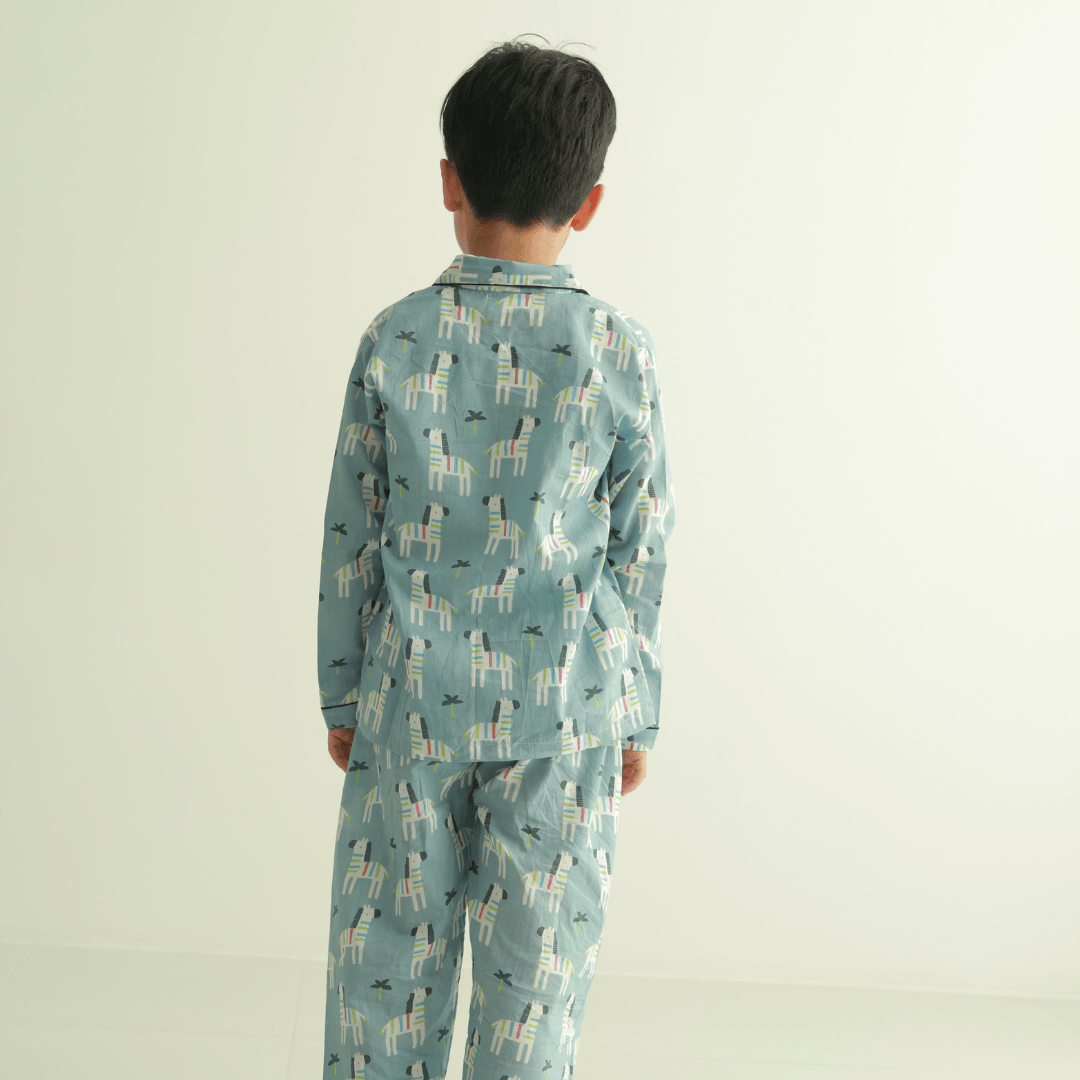 Zoey night suit Funky Zebra Kids Night Suit (Cotton Cambric)