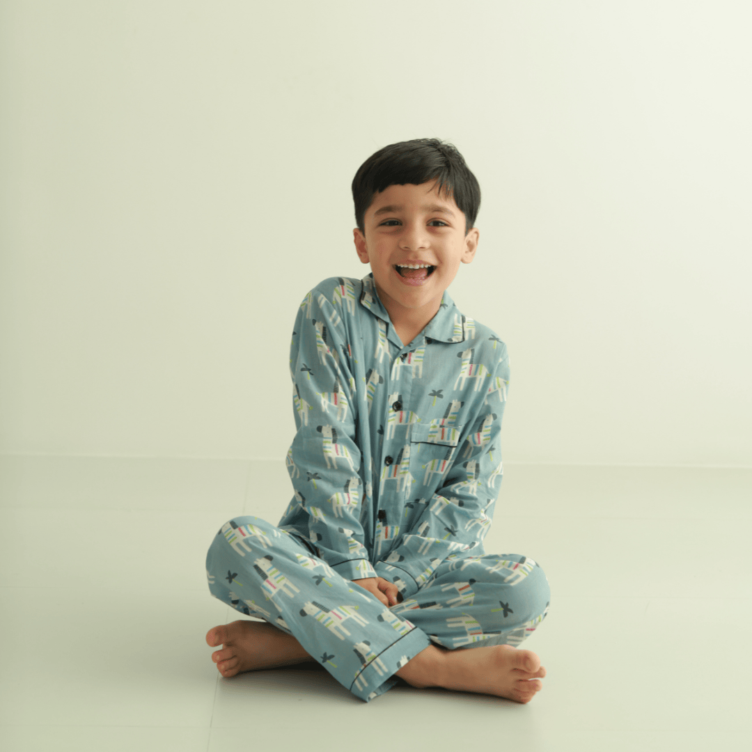 Zoey night suit Funky Zebra Kids Night Suit (Cotton Cambric)