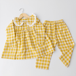 Zoey night suit Golden Gingham Kids Night Suit (Personalised)
