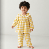 Zoey night suit Golden Gingham Kids Night Suit (Personalised)