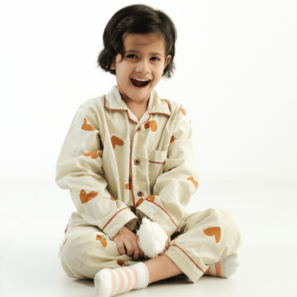 Zoey night suit Heart Mode On -  Kids Night Suit (Personalised)