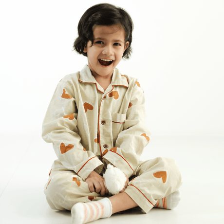 Zoey night suit Heart Mode On -  Kids Night Suit (Personalised)