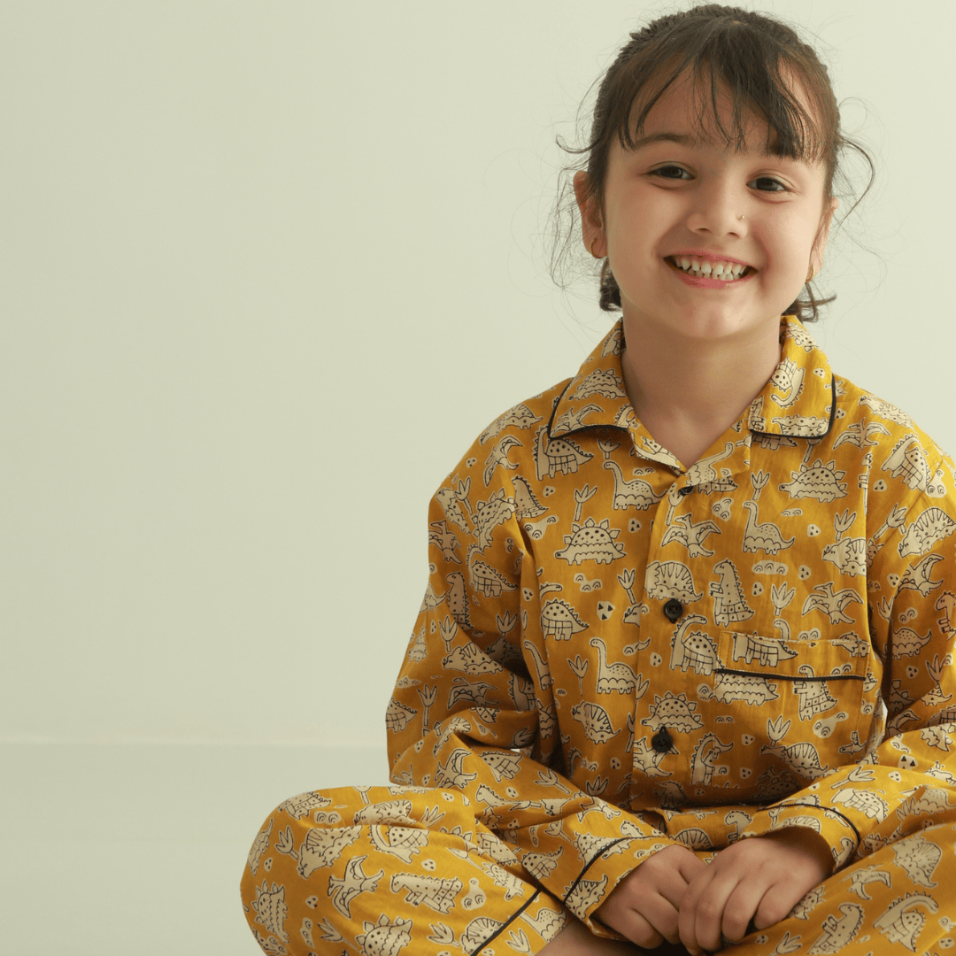 Zoey night suit Jurrasic Glow Kids Night Suit (Cotton Cambric)