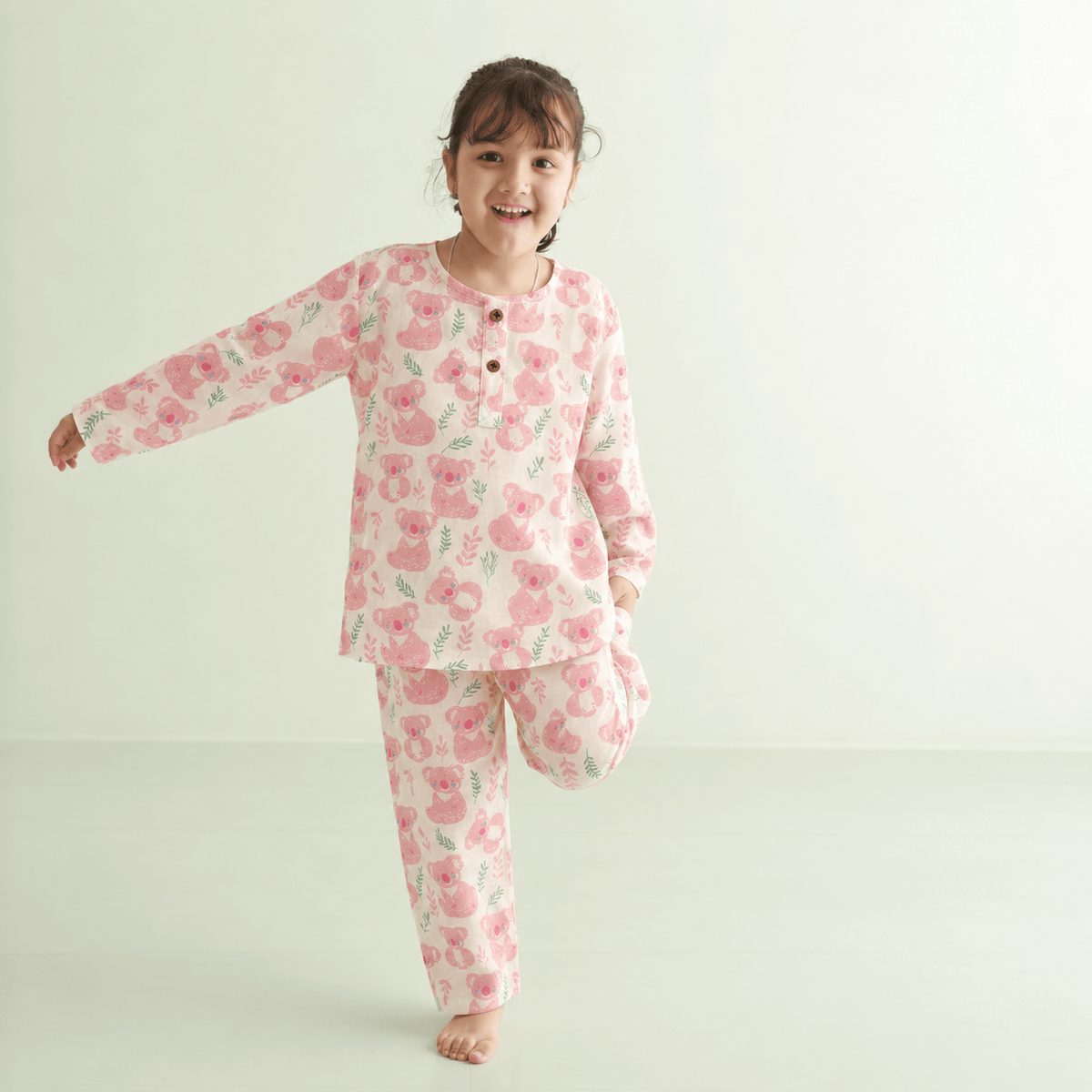 Zoey night suit Kuala Bear Kurta Style Night Suit - (Personalised)
