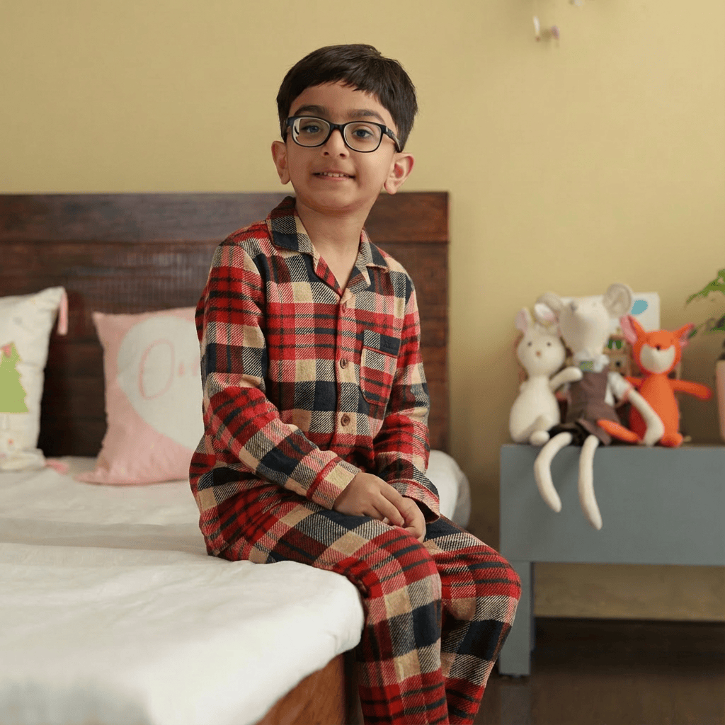 Zoey night suit Limited Christmas Edition - Zoey Hearthside Checks Children Pyjama Set – Nightsuit