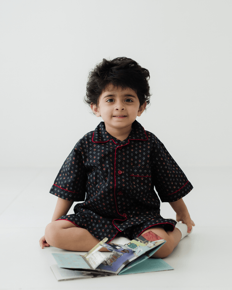 Zoey night suit Midnight Moodboard (Premium Cotton Nightwear)