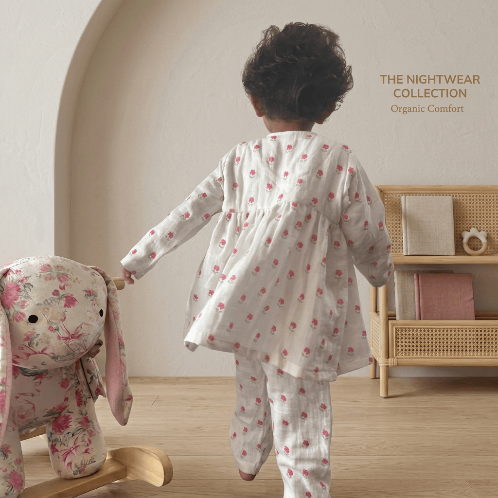 Zoey night suit Morning Cuddles Muslin Girls Night Suit