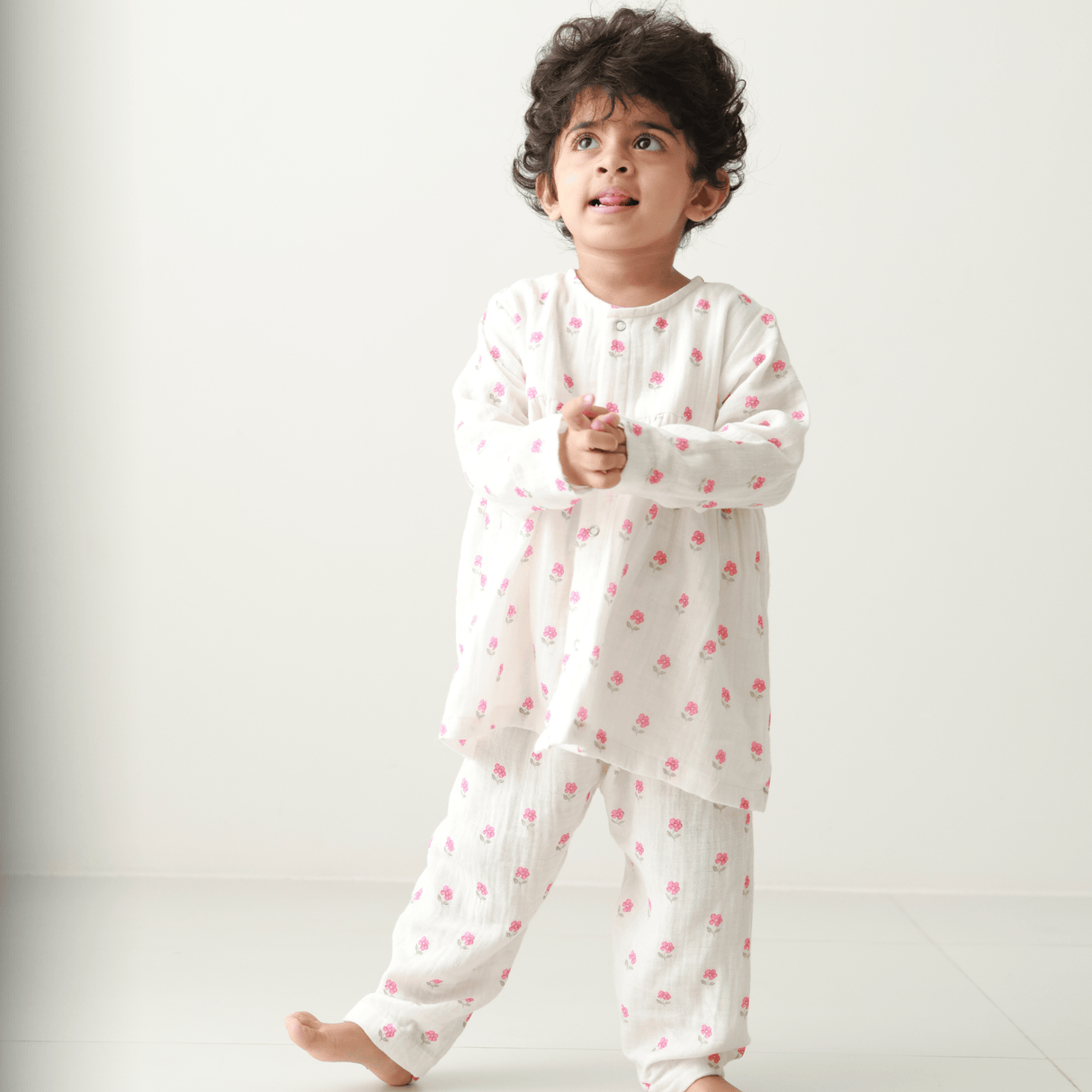 Zoey night suit Morning Cuddles Muslin Girls Night Suit