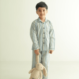 Zoey night suit Ocean Stripe Kids Night Suit (Cotton Cambric)