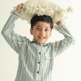 Zoey night suit Ocean Stripe Kids Night Suit (Cotton Cambric)