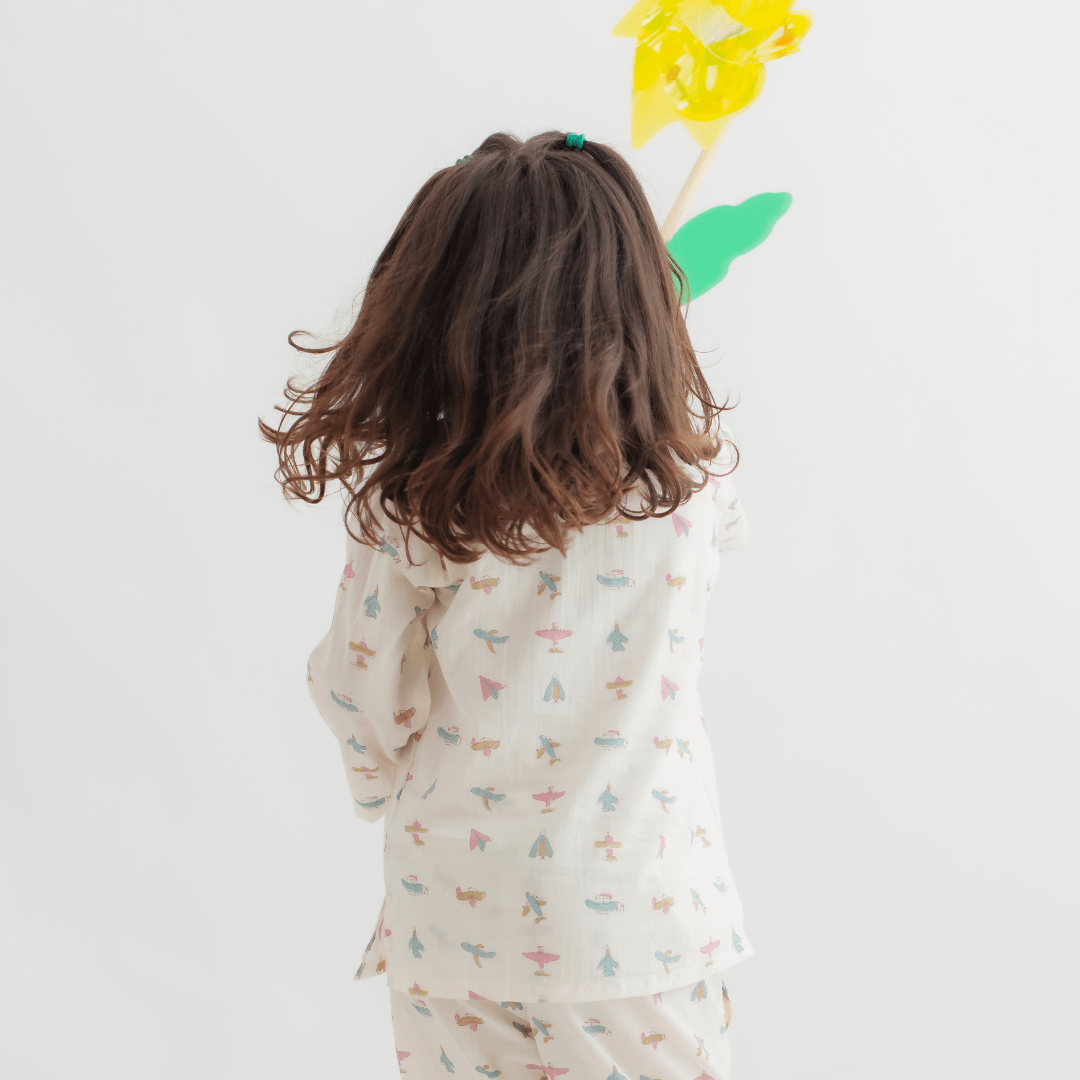 Zoey night suit Paper Plane Dreams Kurta Style Night Suit - PINK (Pure Voile Cotton)