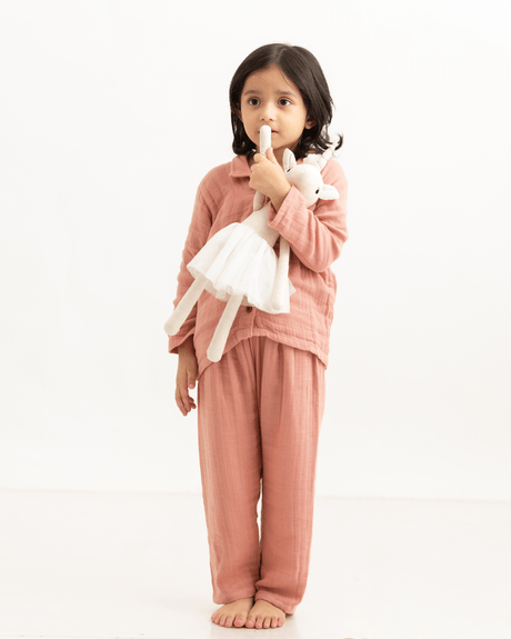 Zoey night suit Peony Buds Organic Muslin Nightsuit