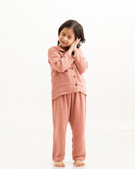 Zoey night suit Peony Buds Organic Muslin Nightsuit
