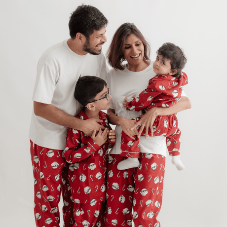 Zoey night suit Red Jolly Santa Flannel Cotton Children Pyjama Set – Nightsuit